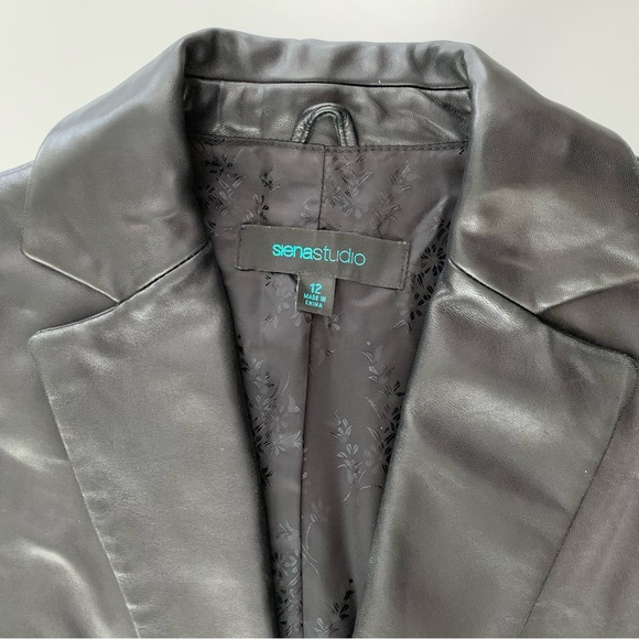 “SienaStudio” Black Soft Leather Blazer Jacket size 12 - Picture 10 of 16